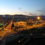 Los edificios del Auditori y Teatre Nacional en primer plano